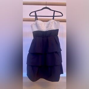BCBGMaxAzria Black & Cream Mini Cocktail Dress Size 2
